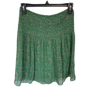 Max‎ Studio Green Floral Skirt Size XS Ruched Waist
